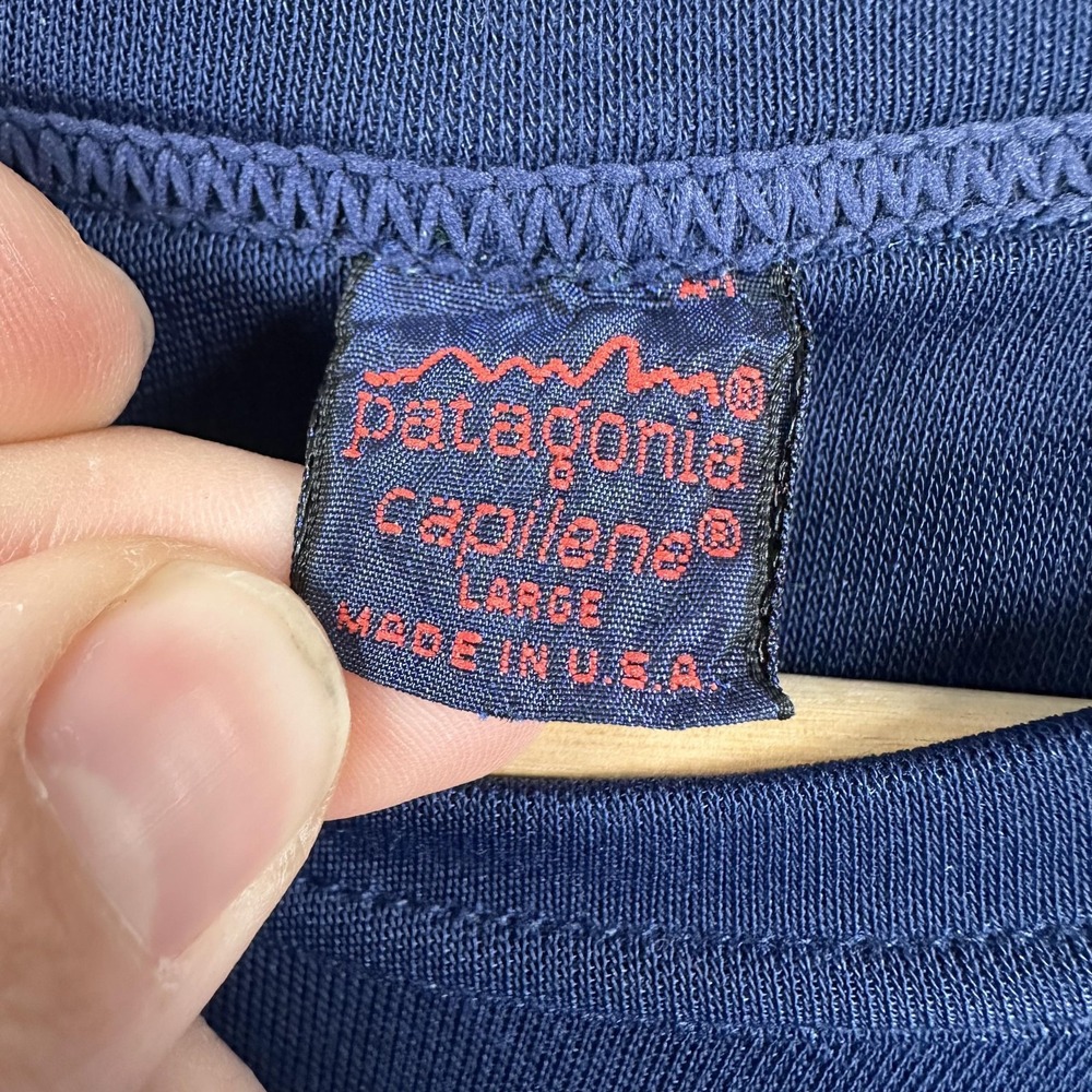 Vintage Patagonia Capilene Shirt Mens Large Blue Long Sleeve Base Layer USA 90s - Picture 3 of 16